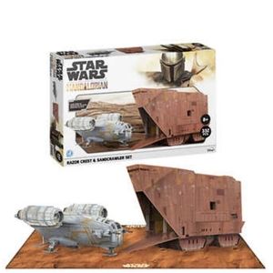 Star Wars Mandalorian Razor Crest & Sandcrawler 3D Paper Model Kit|332Pcs|2 Pack